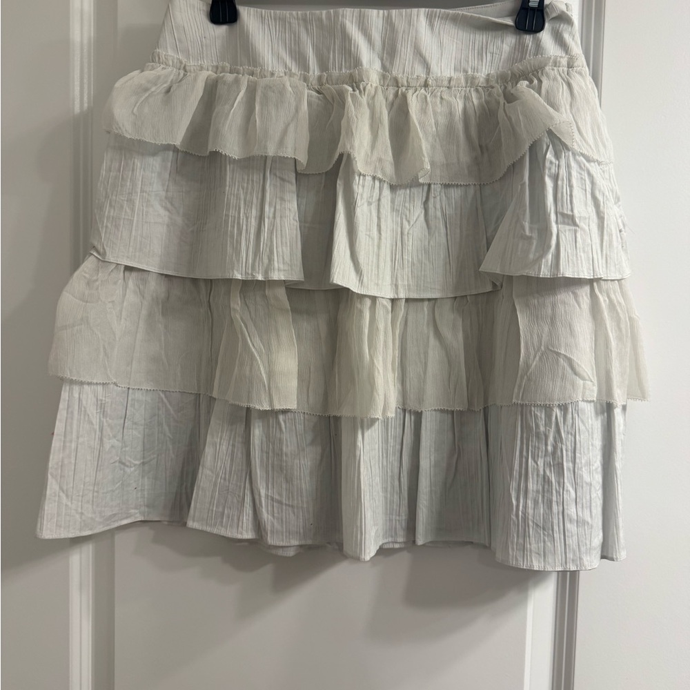 J. Crew Cream Tiered A-Line Skirt